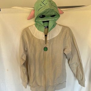 Star Wars Grogu Zip Up Fleece Lined Jacket With Two Front Pockets Kids Large
